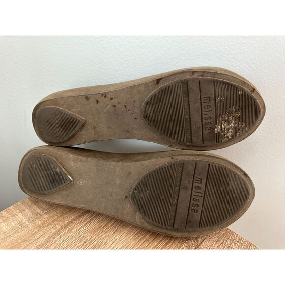 Melissa MEOW Cat Flats Gray Brown Peep Toe Ballet Shoes Womens sz 9 EU 40 - Picture 11 of 12